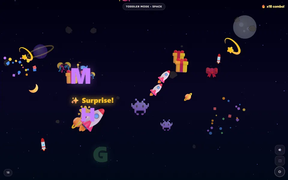 A real Little Keys screenshot of the Space theme